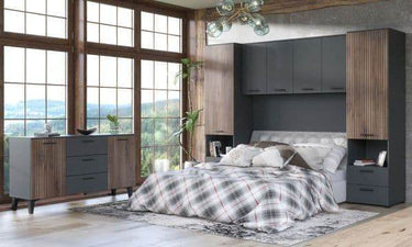 Hugo Dark Grey & Slated Rustic Oak Effect Large Sideboard with 2 Doors & 3 Drawers - UK Luxury Furniture